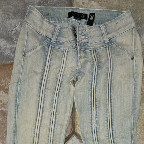 Vintage Playboy Bunny Light Wash Jeans – Size 7/8 (27) – Y2K Style - Picture 1 of 10